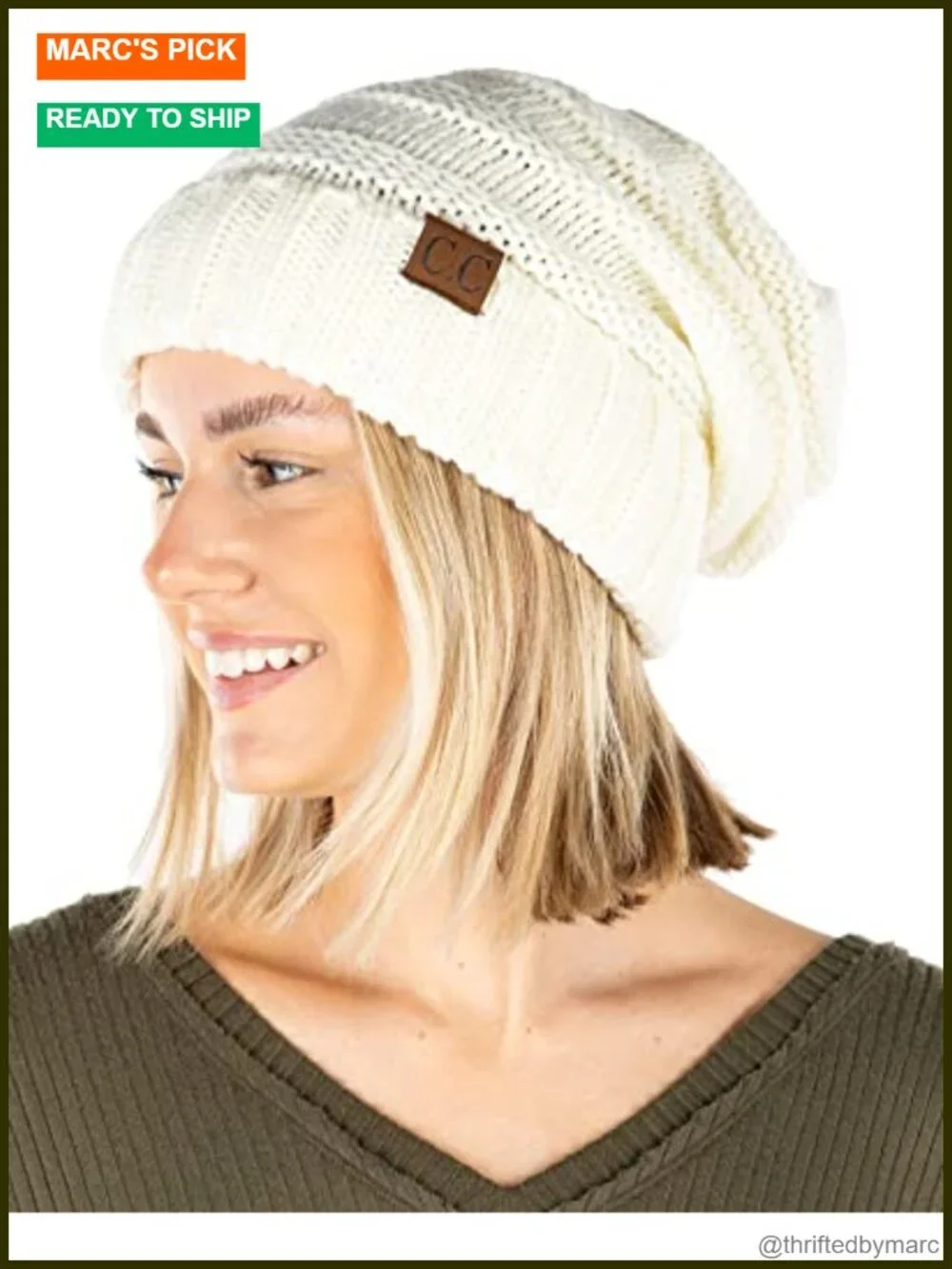 Oversized Slouchy Beanie Chunky Cable Knit Winter Hat for Women